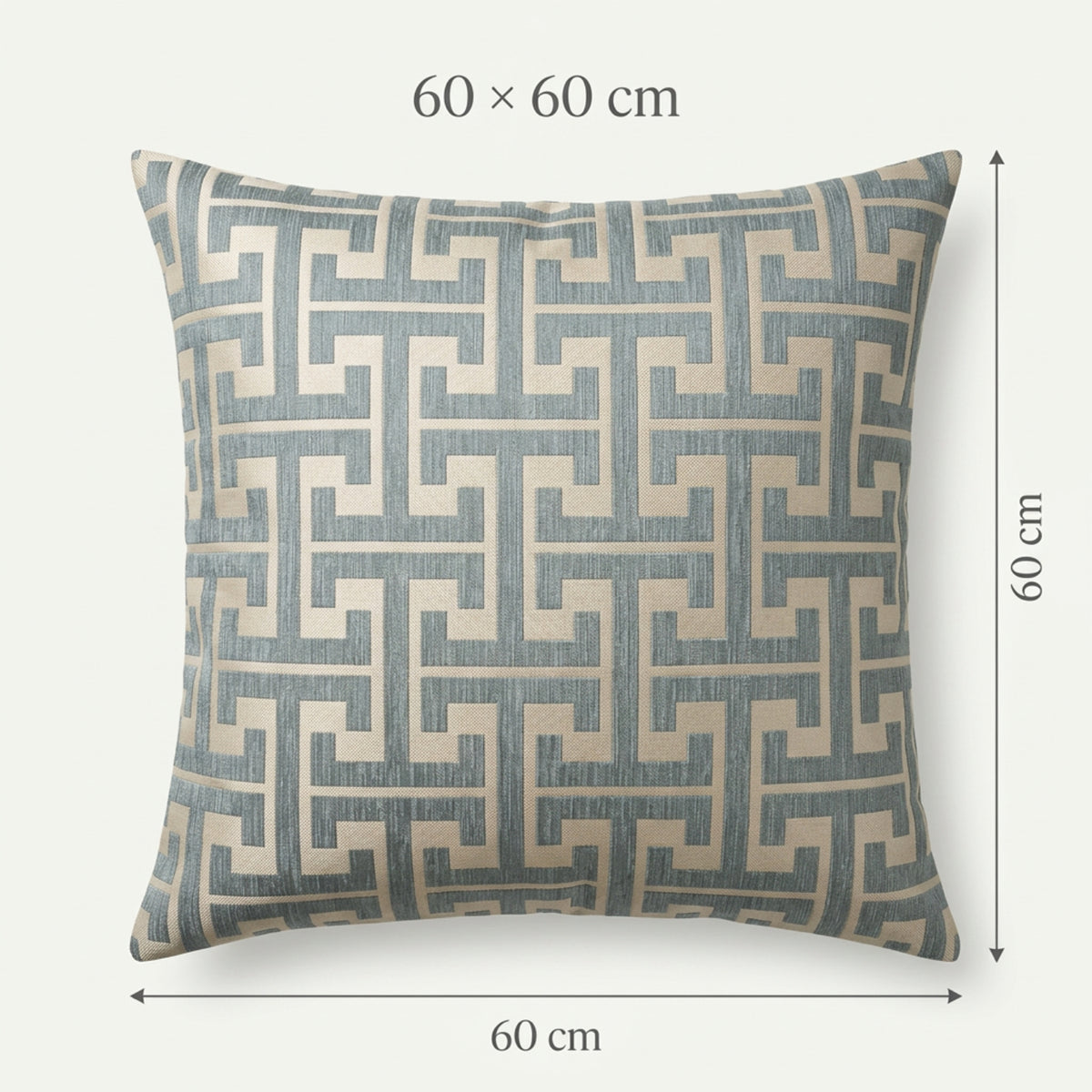 Maze Teal & Cream Filled Cushion – 60 × 60 cm