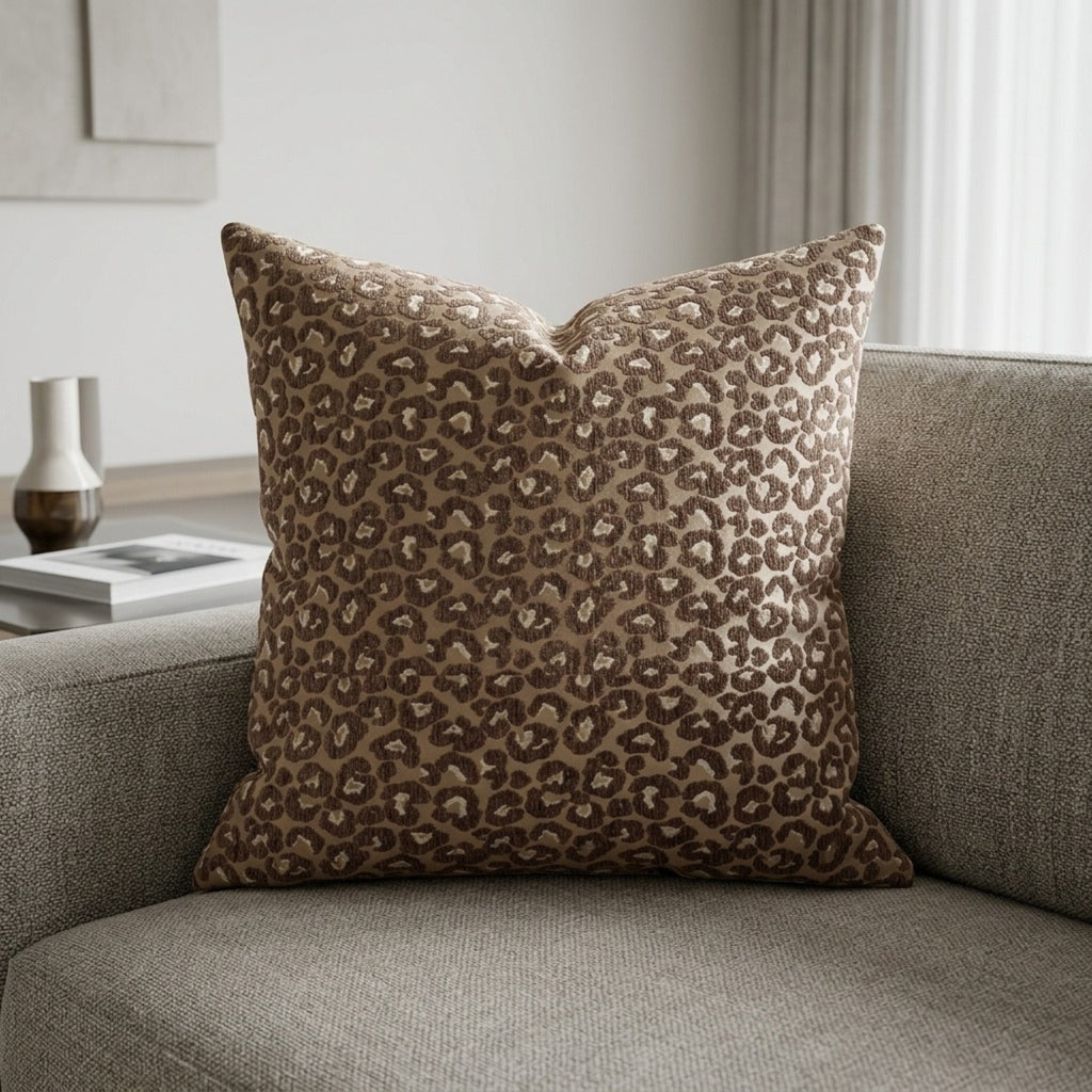 Brown Leopard Print Filled Cushion – 60 × 60cm
