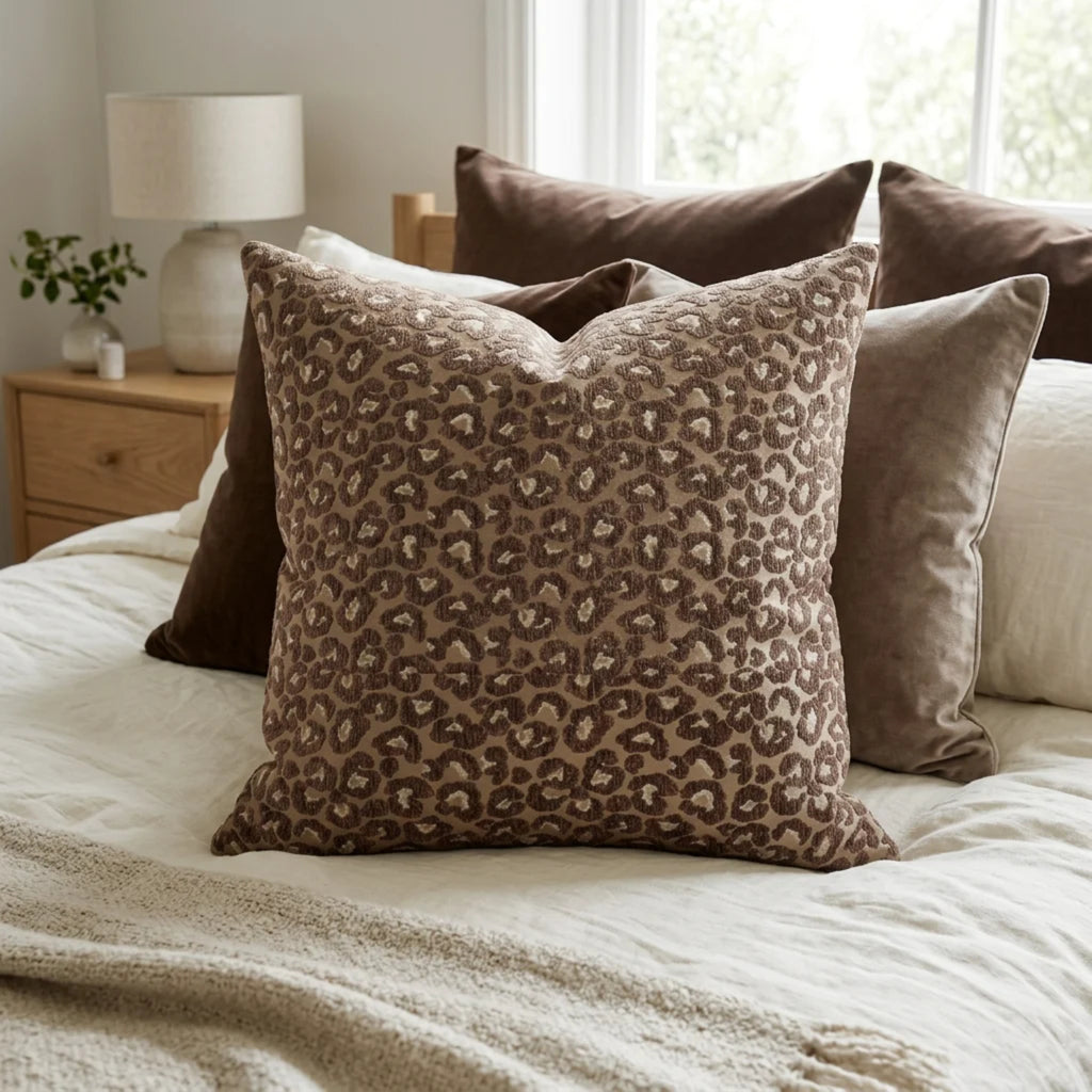 Brown Leopard Print Filled Cushion – 60 × 60cm