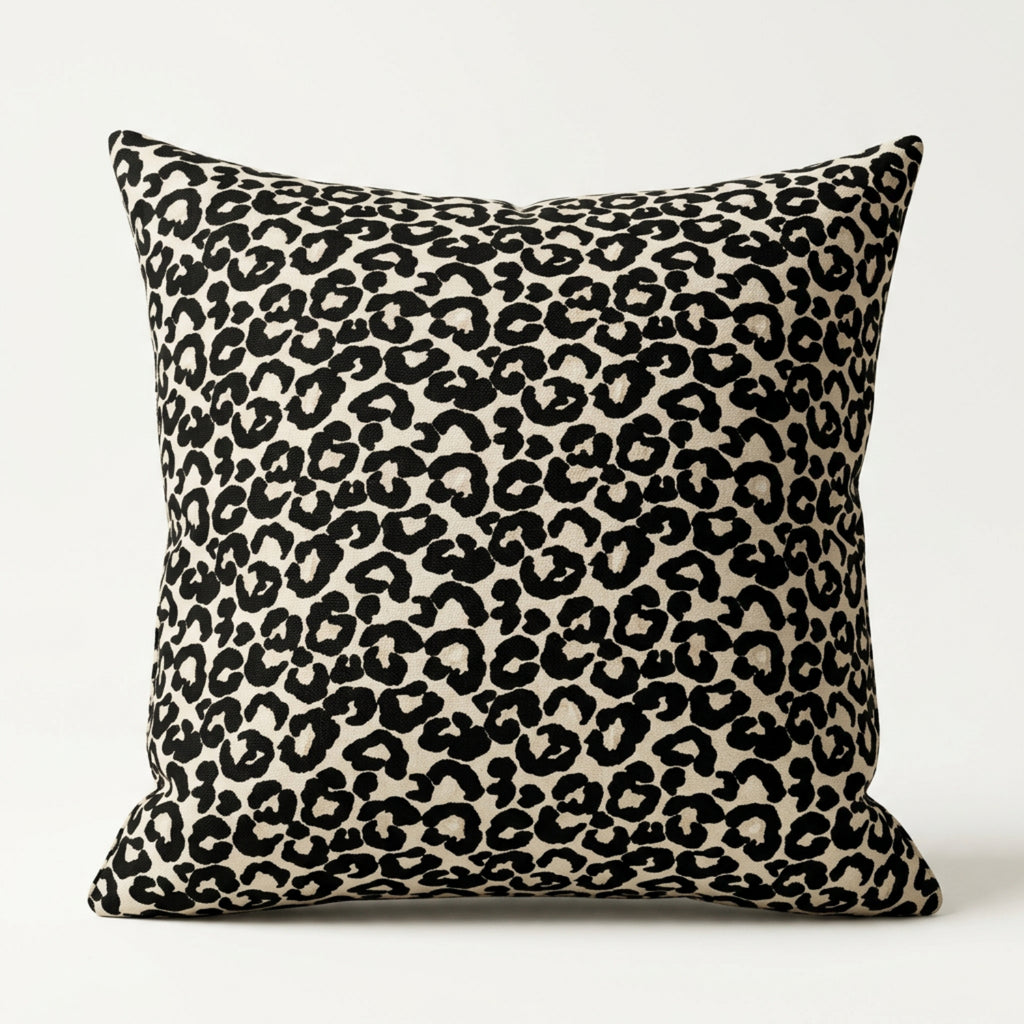Black Leopard Print Filled Cushion – 60 × 60 cm