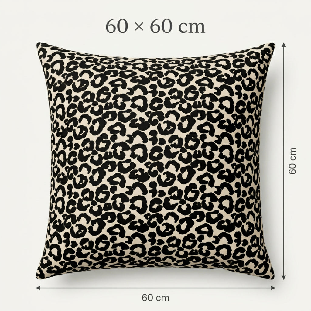 Black Leopard Print Filled Cushion – 60 × 60 cm
