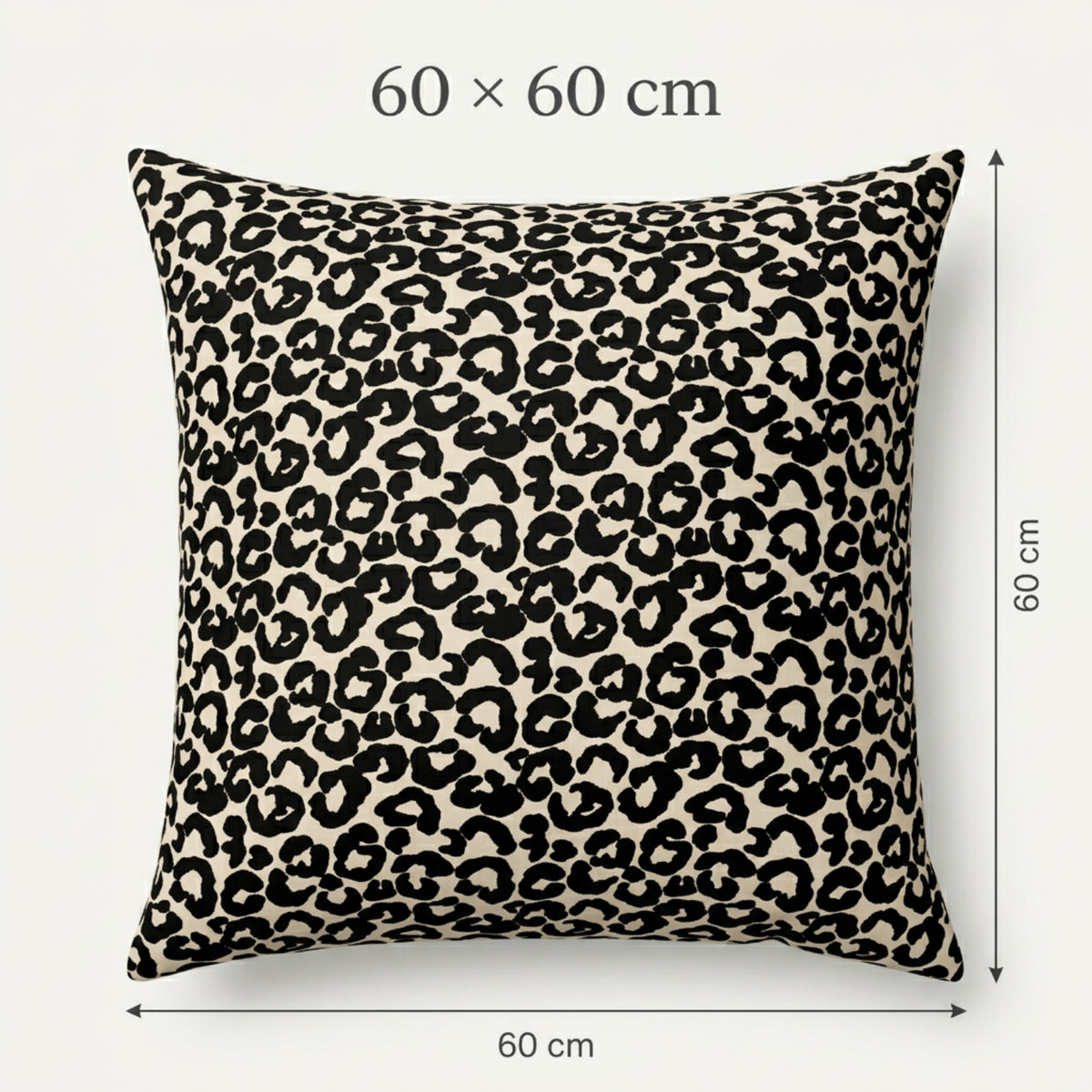 Black Leopard Print Filled Cushion – 60 × 60 cm