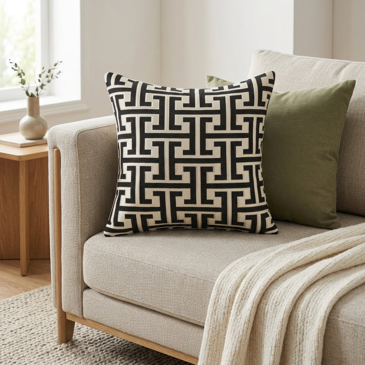 Tapestry Charcoal & Cream Filled Cushion – 60 x 60cm