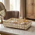 30cm Golden Crystal Rectangular Decorative Vanity Tray