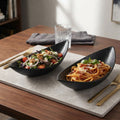 2pc Large Boat Shaped Ceramic Fine Dine Bowl Set