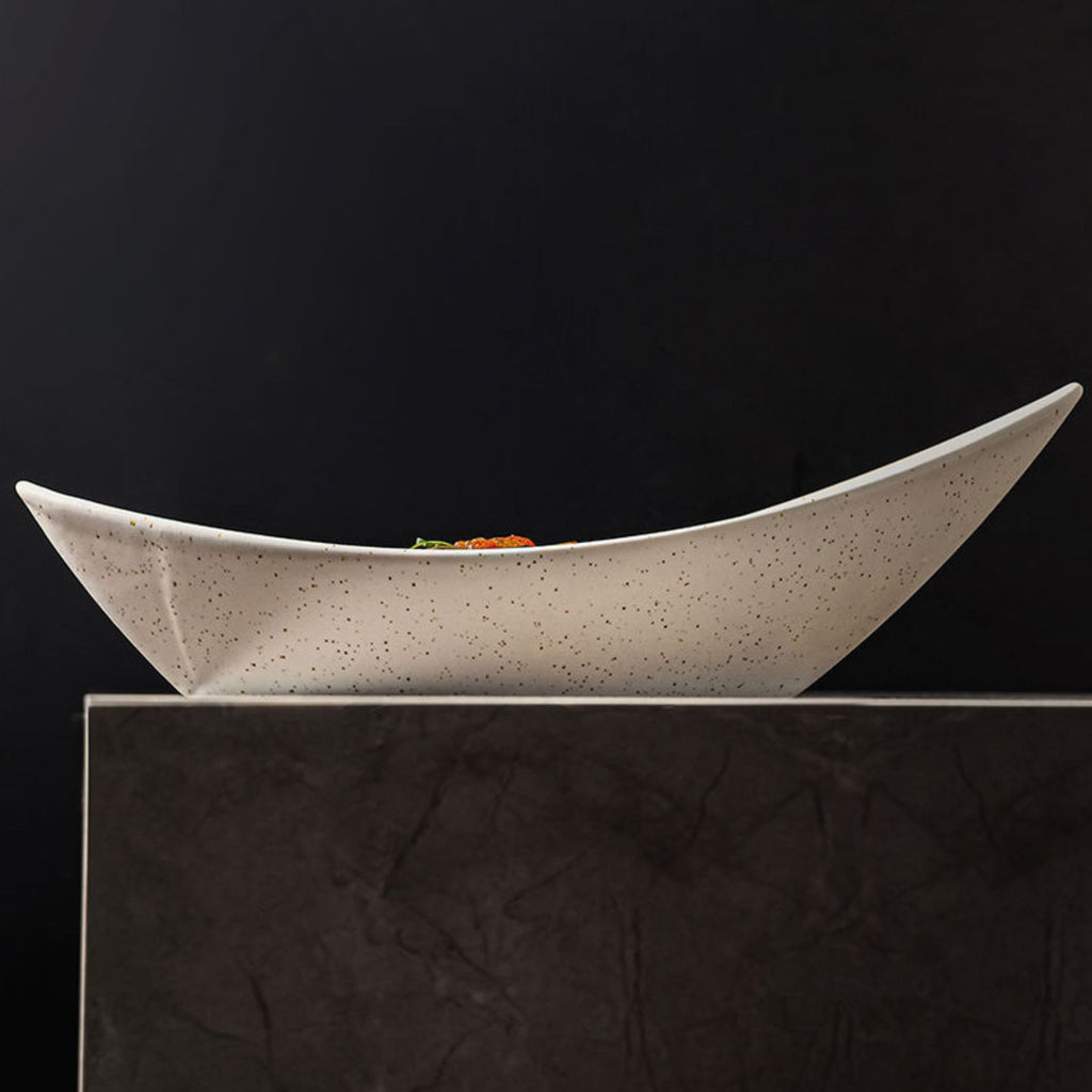 2pc Large Boat Shaped Ceramic Fine Dine Bowl Set