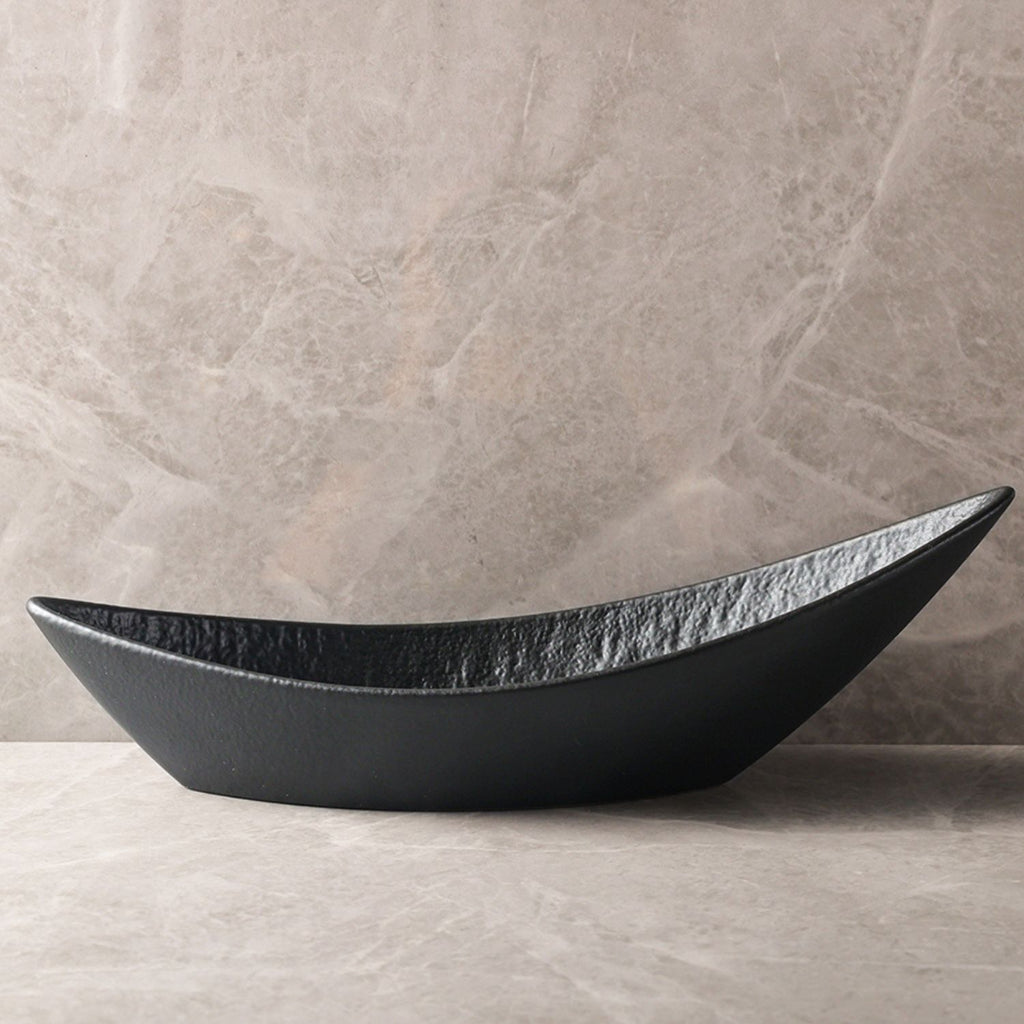 2pc Large Boat Shaped Ceramic Fine Dine Bowl Set