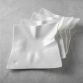 4pcs Sculptural Wave Ceramic Dinner Plate