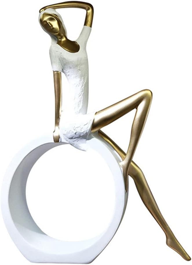 Set of two abstract gold and white figurines – reader and seated pose