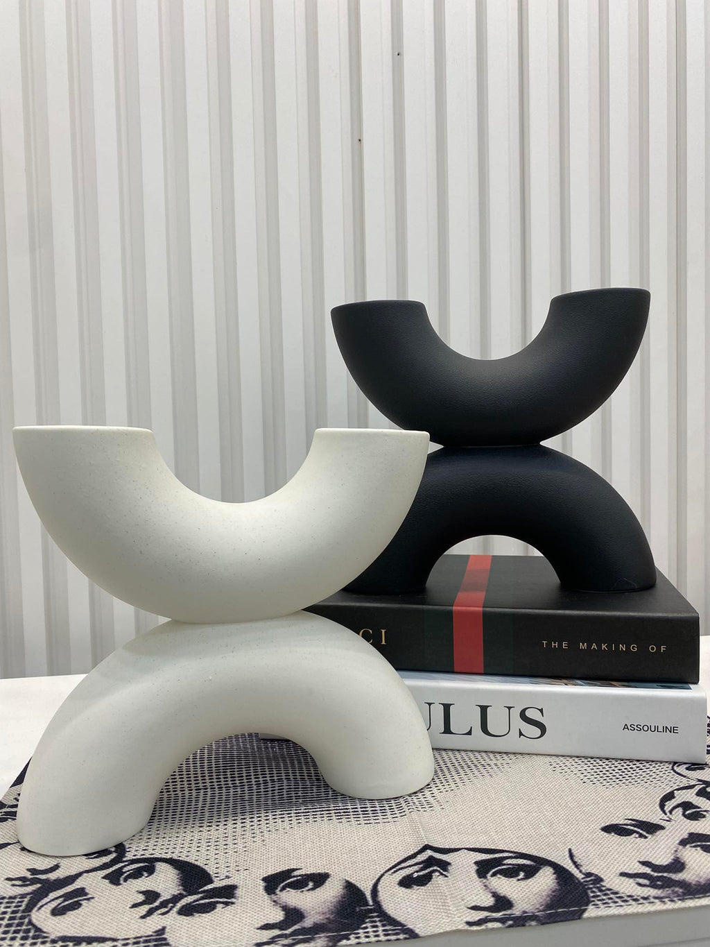 Nordic Double-Arch Ceramic Vase Candle Holder
