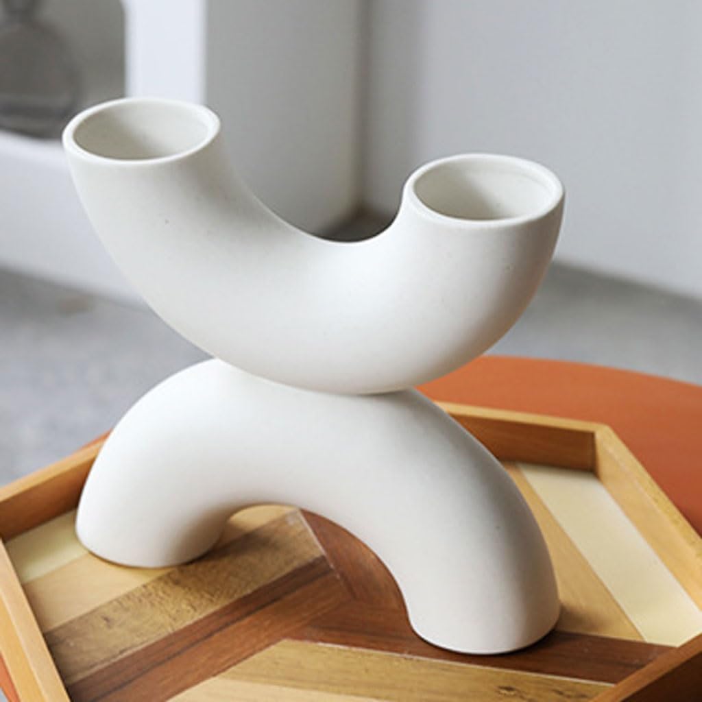 Nordic Double-Arch Ceramic Vase Candle Holder