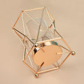 Rose gold geometric wire vase with dimensions diagram