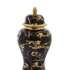 Black & Gold Marble Pierced Ginger Jar with Lid