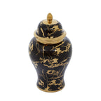Black & Gold Marble Pierced Ginger Jar with Lid