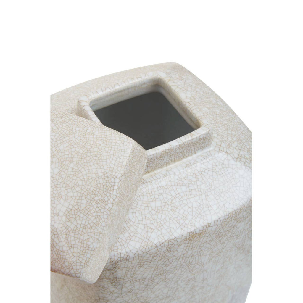 Ivory Crackle Glaze Ceramic Lidded Jar