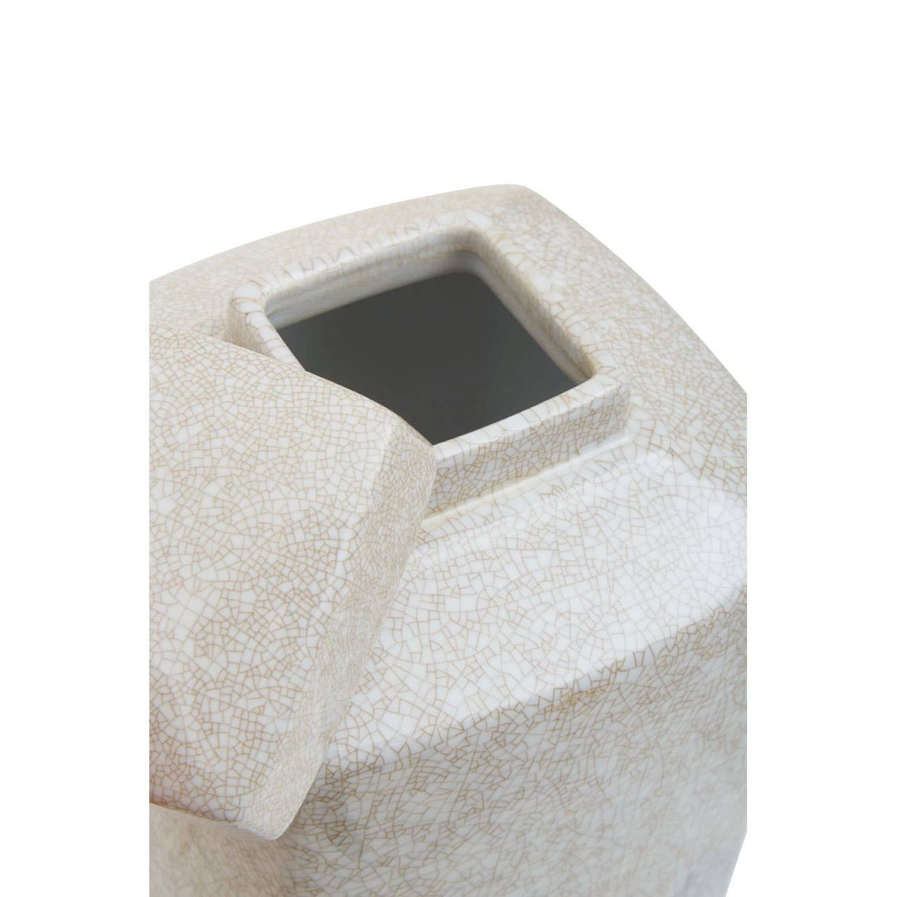 Ivory Crackle Glaze Ceramic Lidded Jar