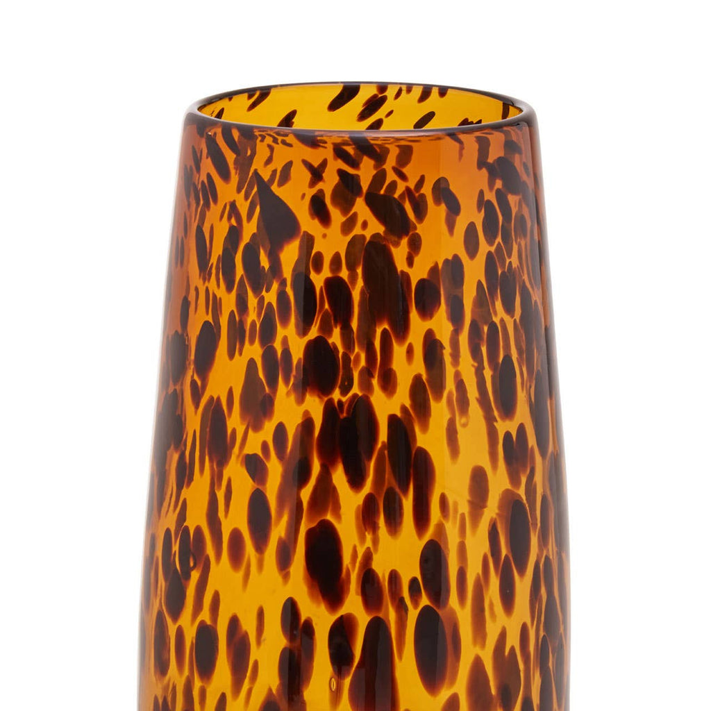 Tortoiseshell Glass Vase In Orange & Black Color