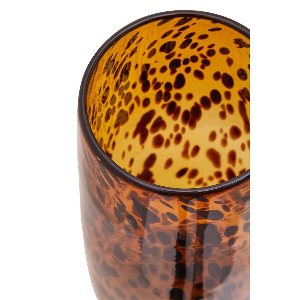 Tortoiseshell Glass Vase In Orange & Black Color
