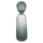 Ribbed Glass Bottle Vase with Ball Stopper – Blue Green