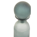Ribbed Glass Bottle Vase with Ball Stopper – Blue Green