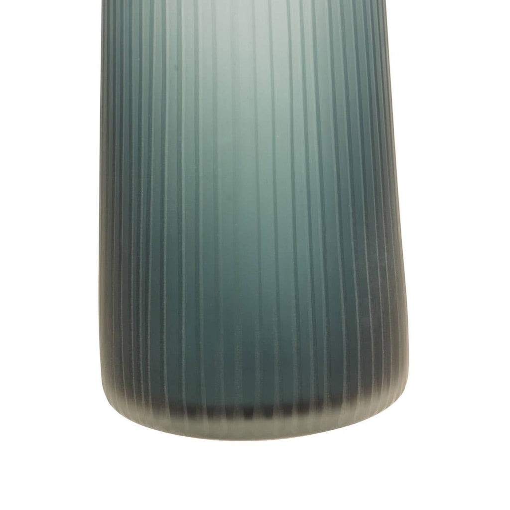 Ribbed Glass Bottle Vase with Ball Stopper – Blue Green