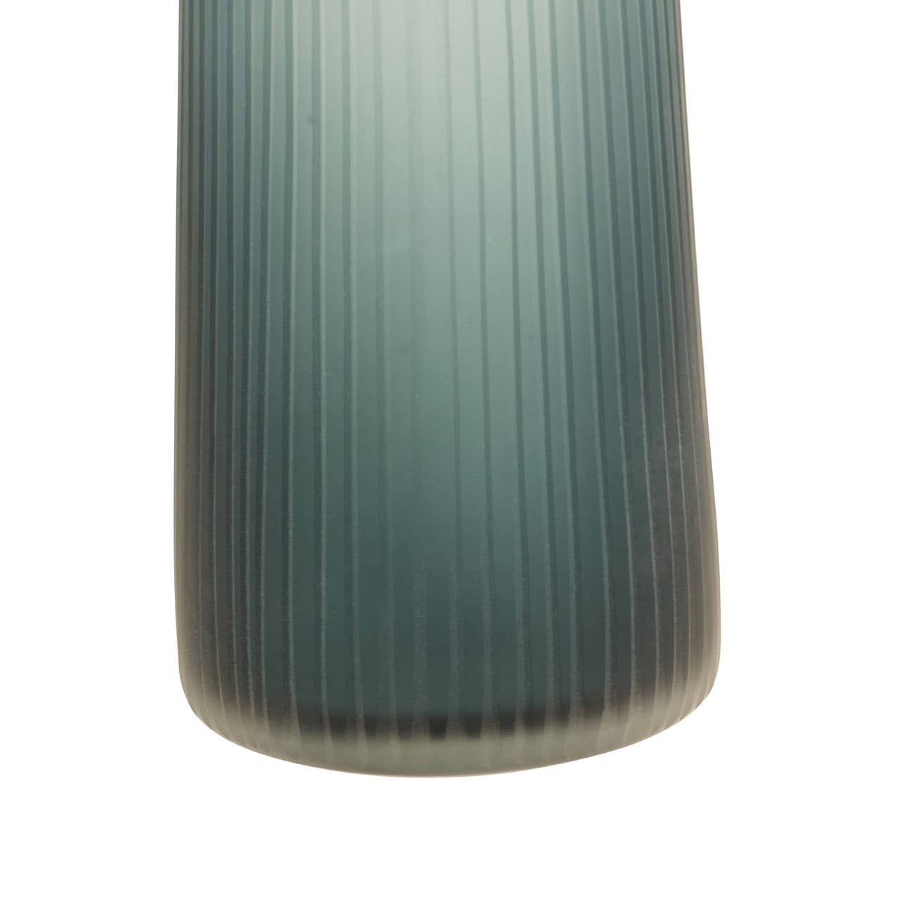 Ribbed Glass Bottle Vase with Ball Stopper – Blue Green