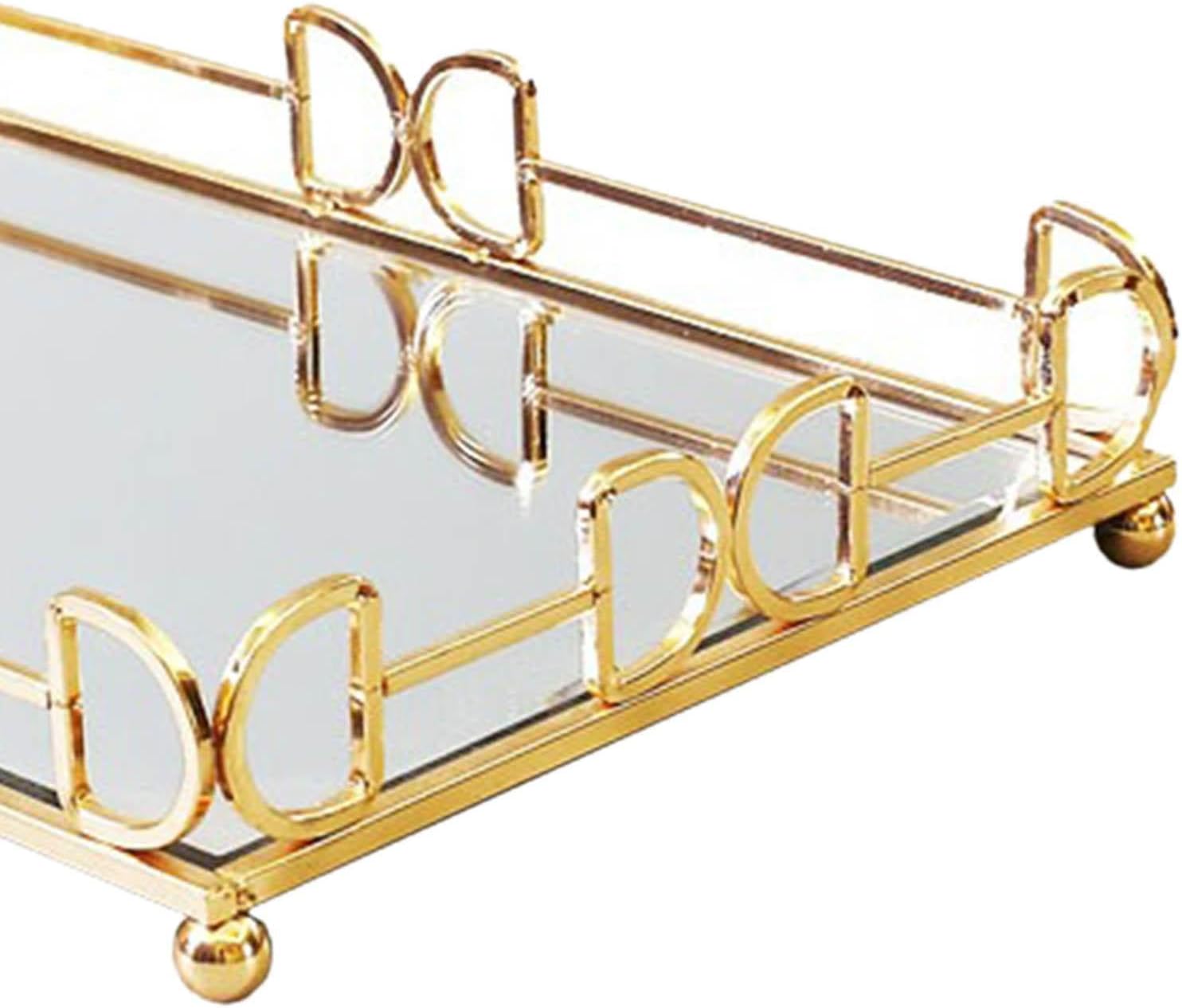 Gold mirror rectangular tray dimensions 350mm x 250mm x 55mm
