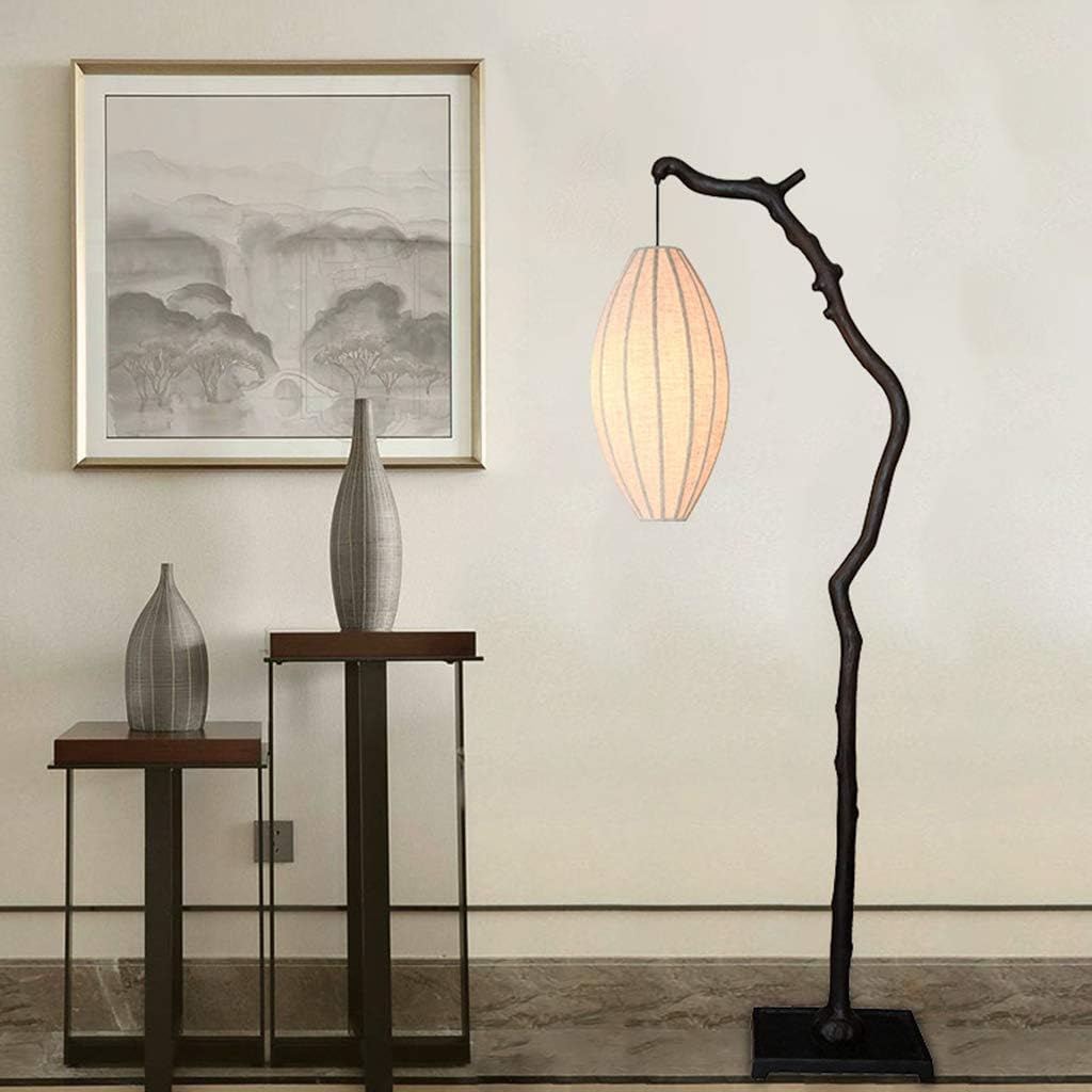 Branch Lantern Floor Lamp in neutral living room with armchair