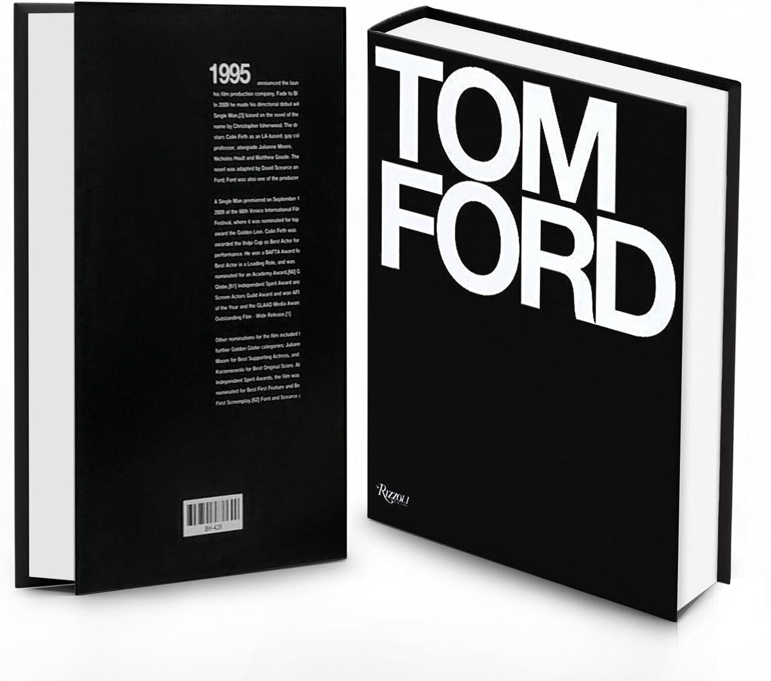 Tom Ford Rizzoli book front and back cover shown side by side on white background