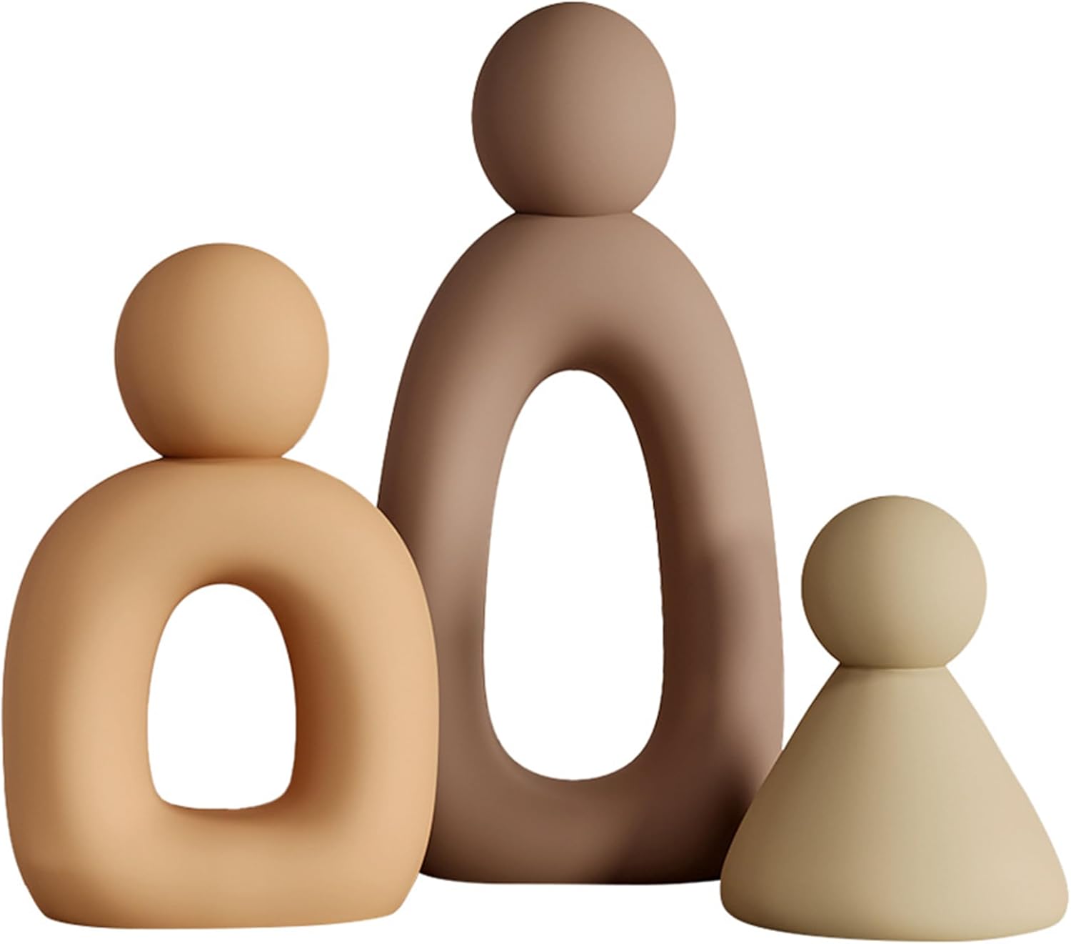 Abstract family sculpture set of 3 on white background