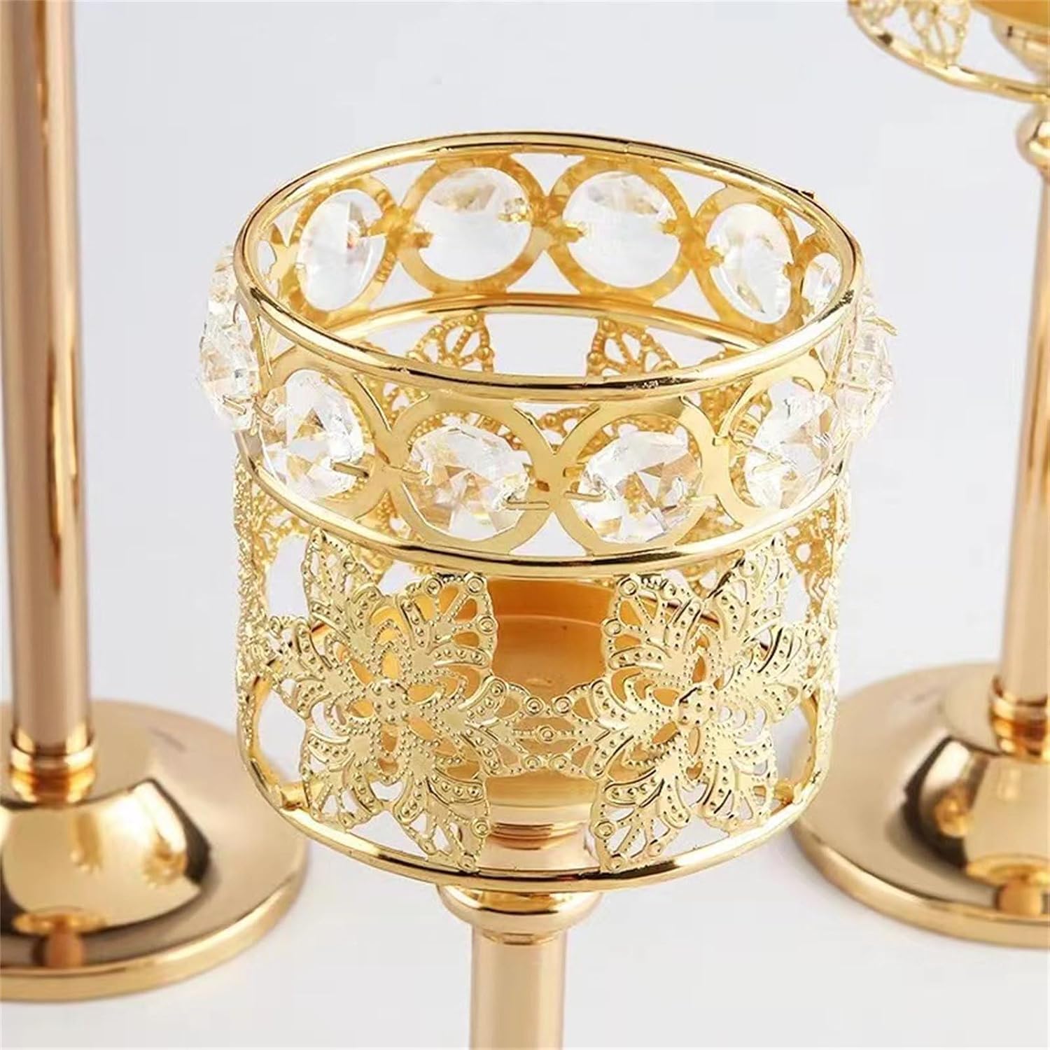 Golden Crystal Diamante Candle Holder