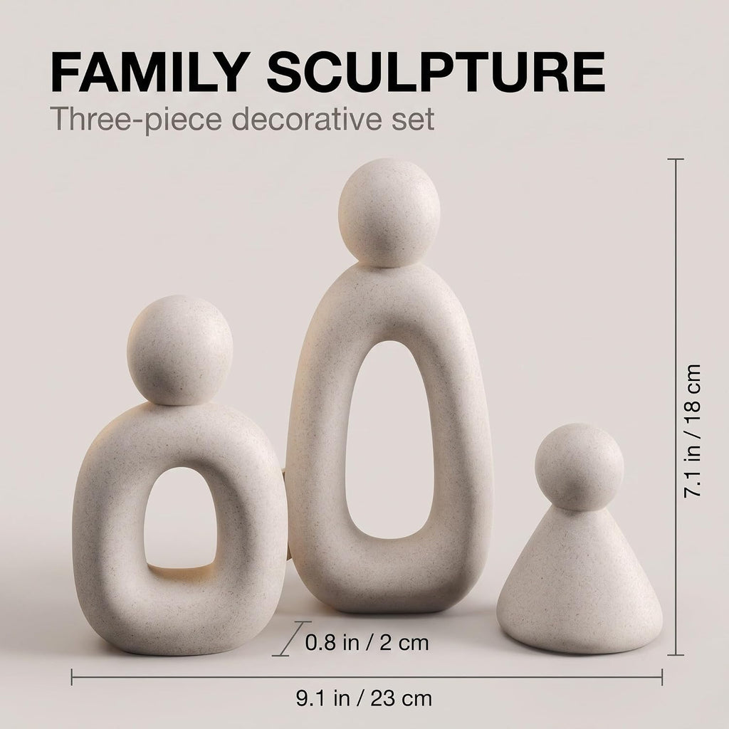 Set of 3 Abstract Family Sculpture Table Decor White