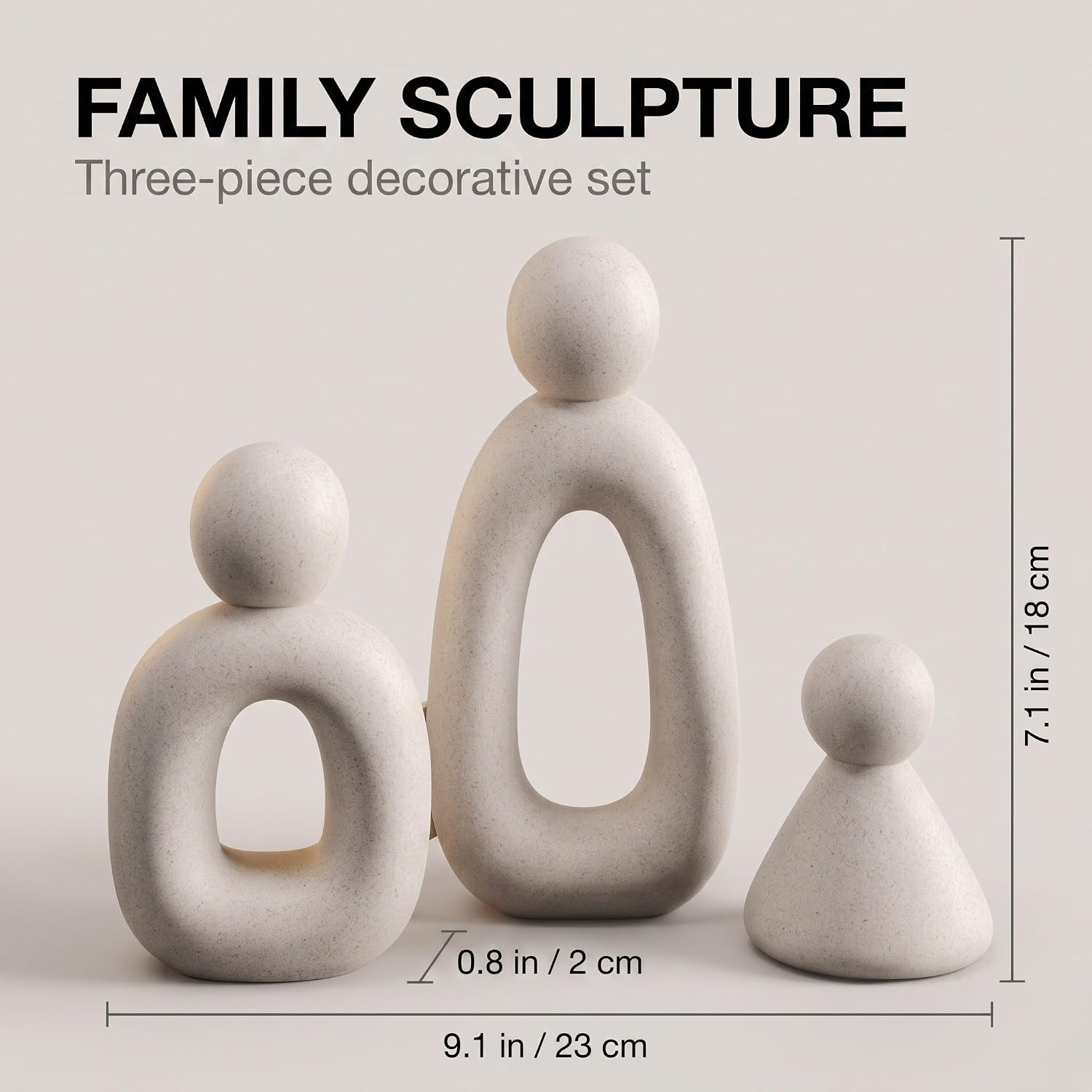 Set of 3 Abstract Family Sculpture Table Decor White