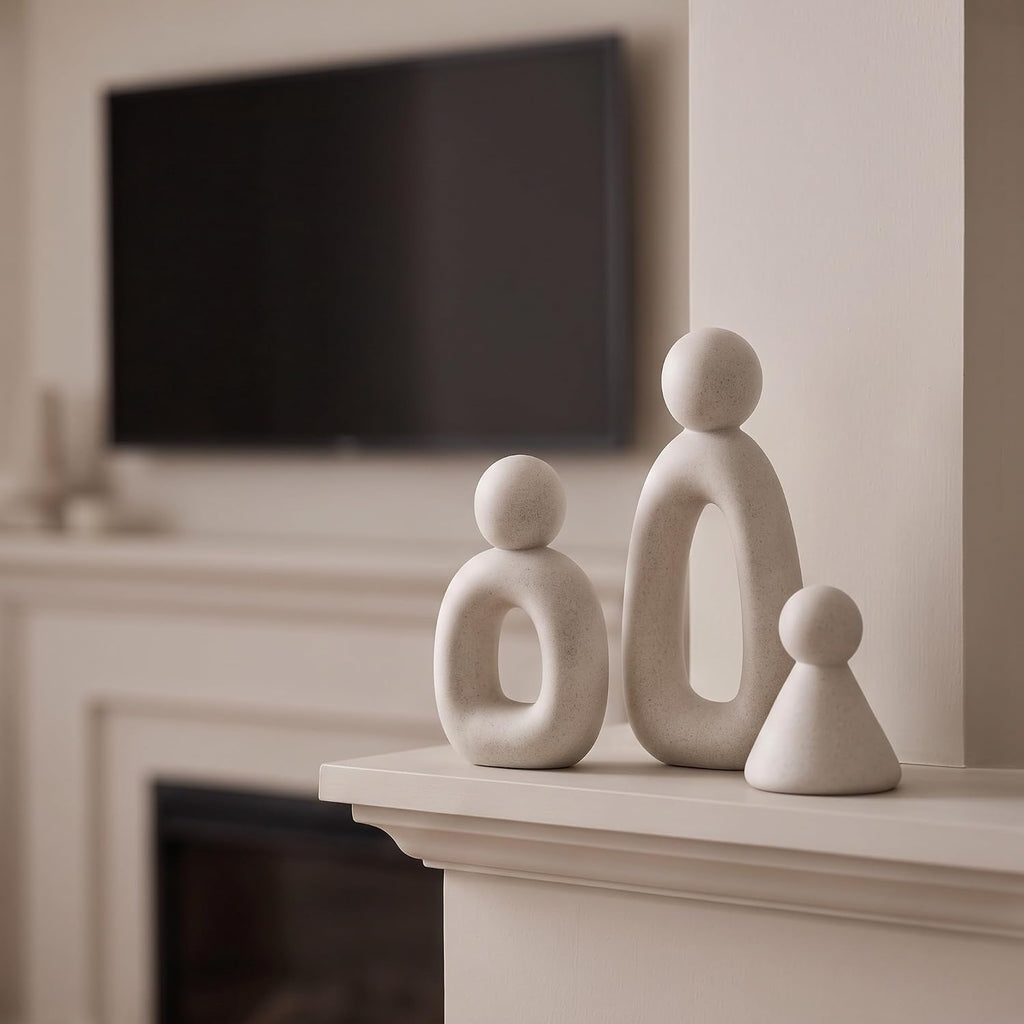 Set of 3 Abstract Family Sculpture Table Decor White
