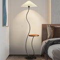 Pleated Umbrella Floor Lamp with Side Table — full product view