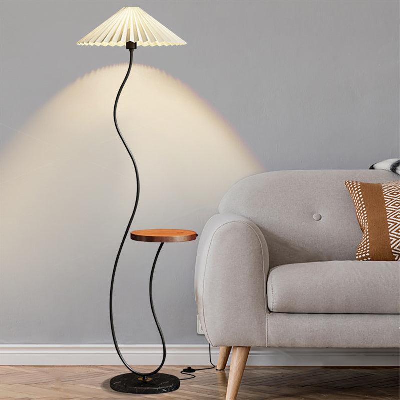 Pleated Umbrella Floor Lamp dimensions — 161cm height, 48cm shade, 30cm base