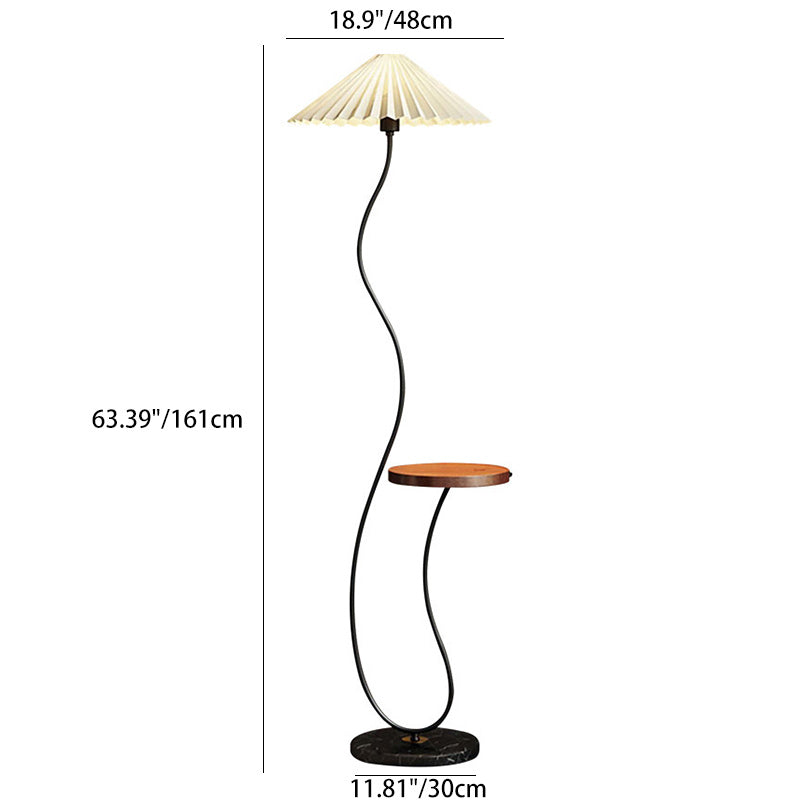 Pleated Umbrella Floor Lamp marble base detail close-up