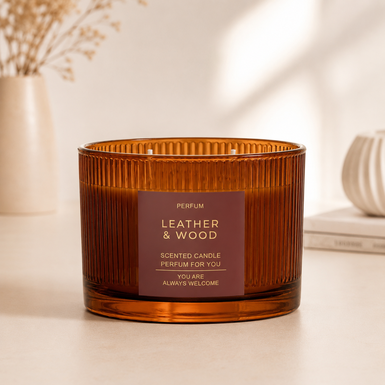 Leather & Wood Perfume Scented Candle