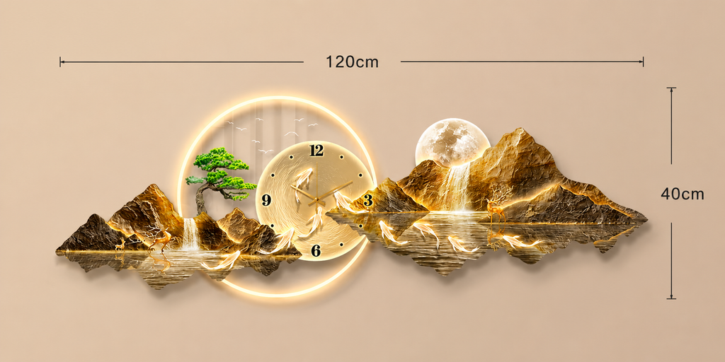 Luxury LED Mountain Landscape Wall Clock