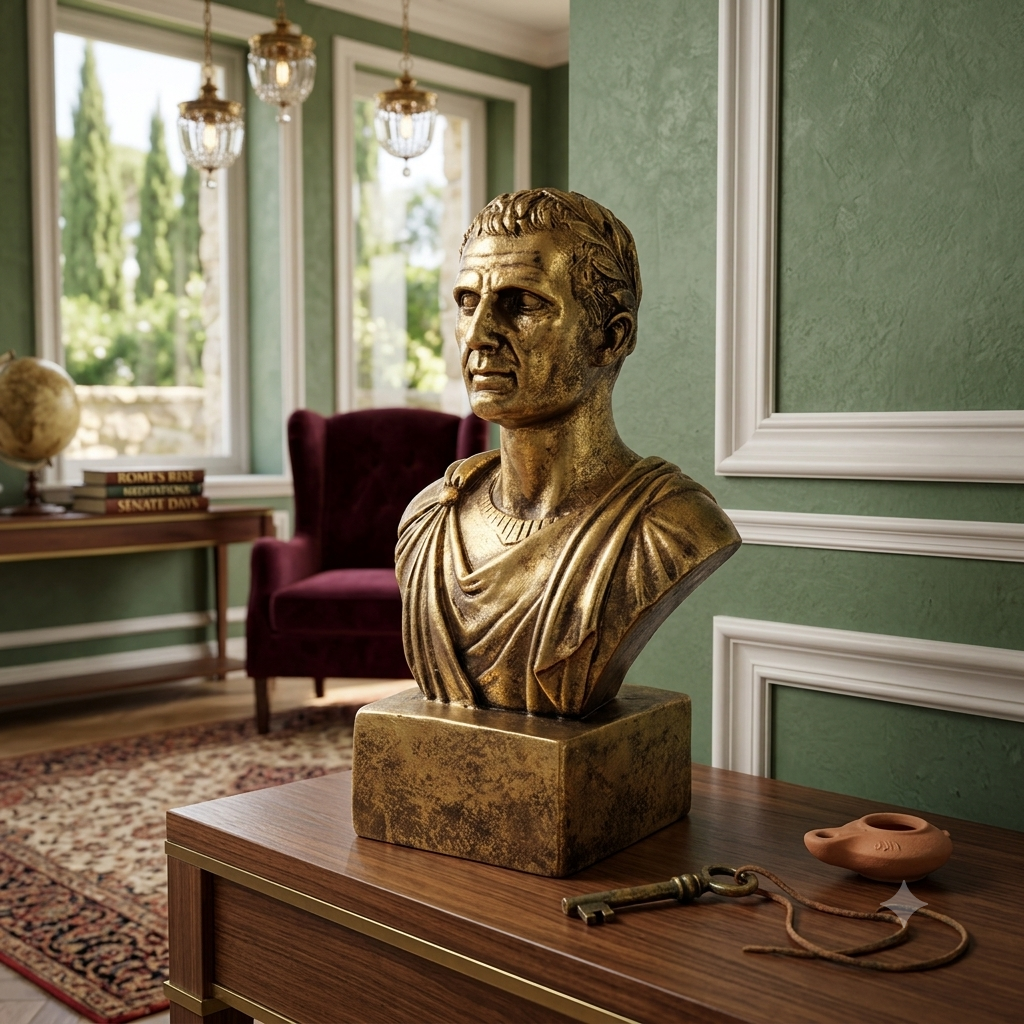 Roman Emperor Sculpture Golden Classical Figurine
