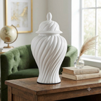 Large Ceramic Pierced Ginger Jar White