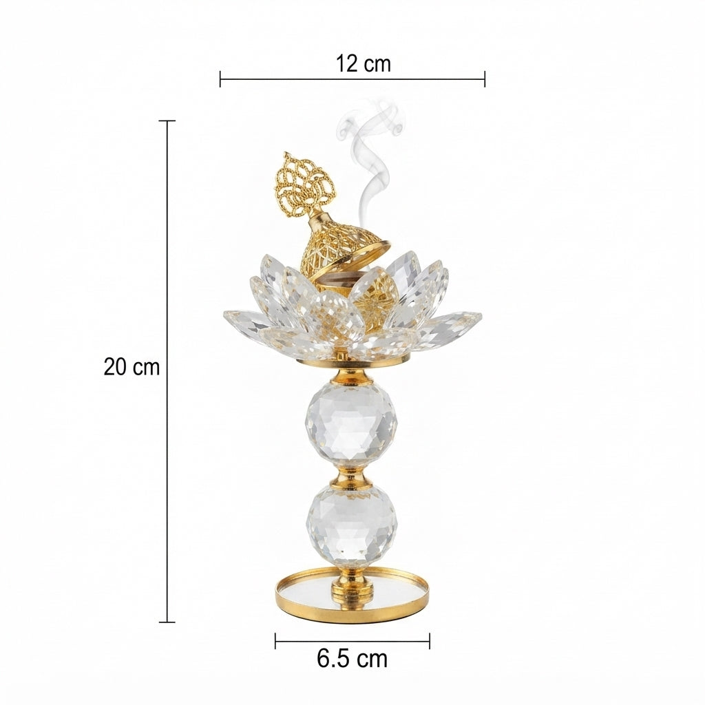 Gold Crystal-Style Lotus Incense Burner Home Fragrance