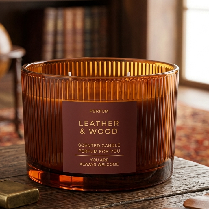 Leather & Wood Perfume Scented Candle