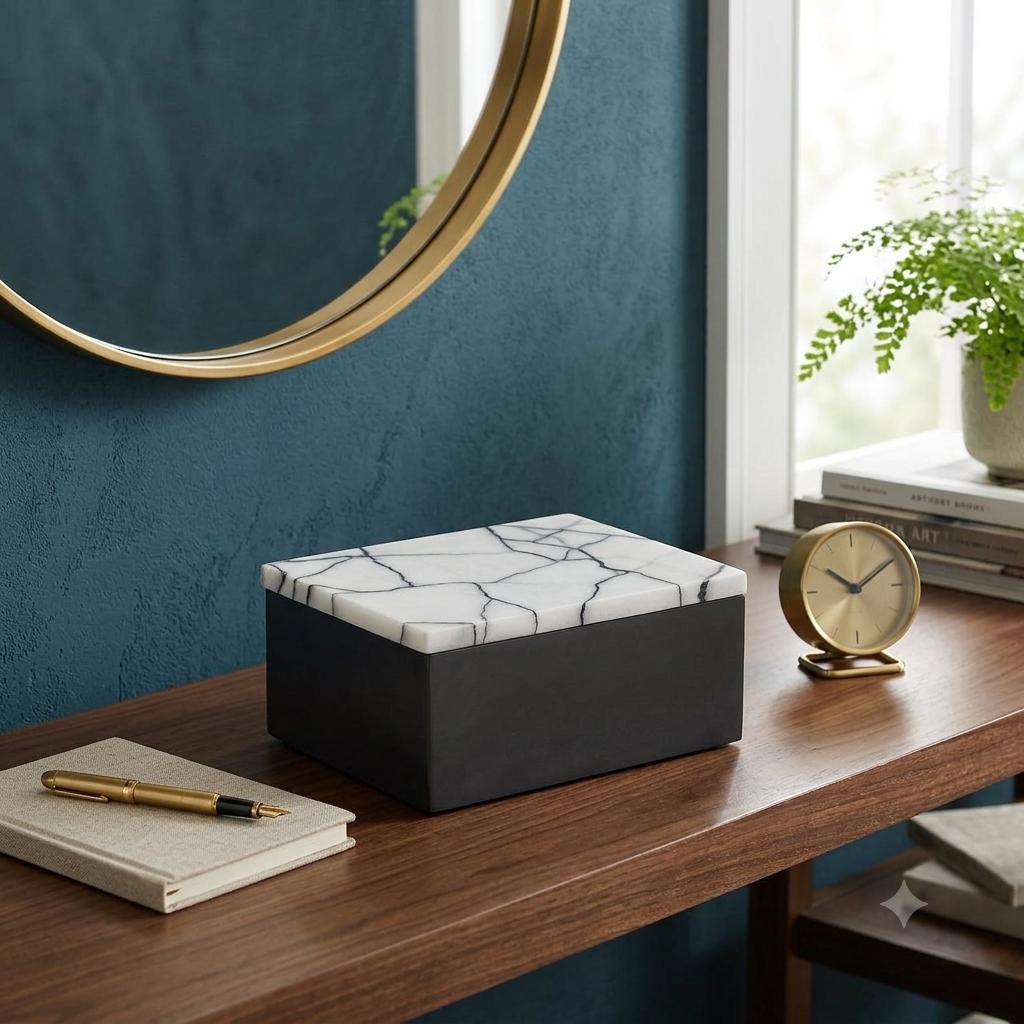Marble Trinket Storage Box Home Decor