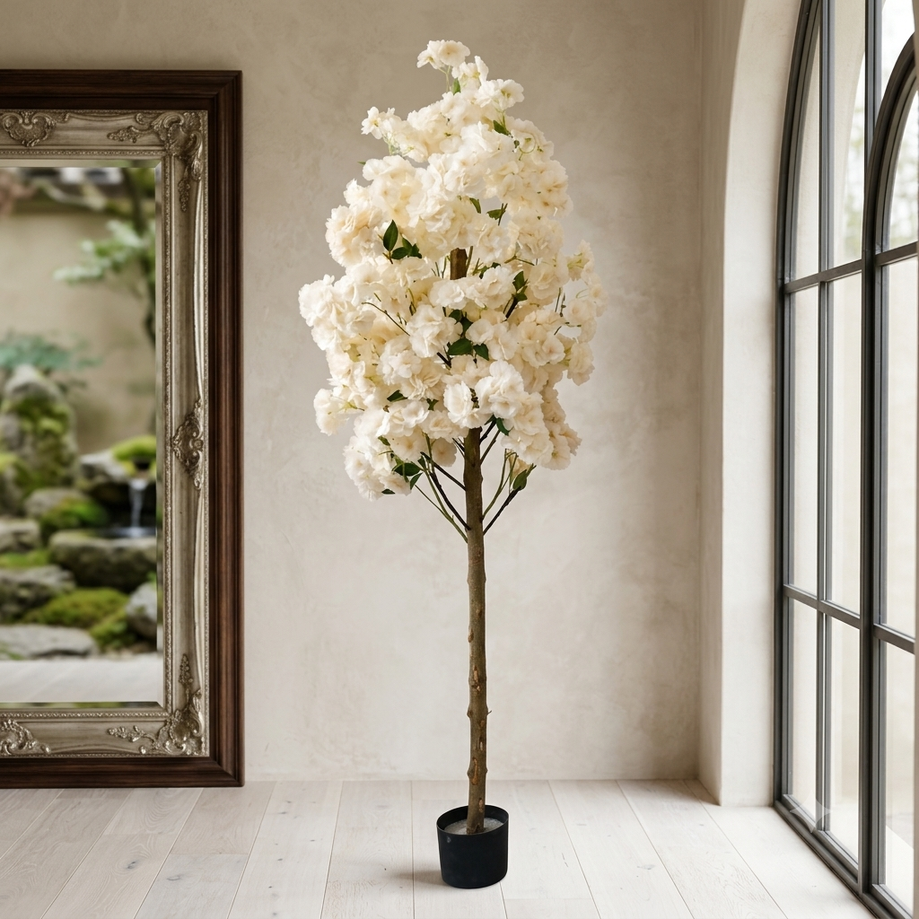 120cm Artificial Blossom Tree Faux Floral Statement Plant