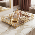 35cm Rectangular Golden Mirror Decorative Vanity Tray