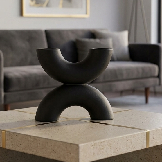 Nordic Double-Arch Ceramic Vase Candle Holder