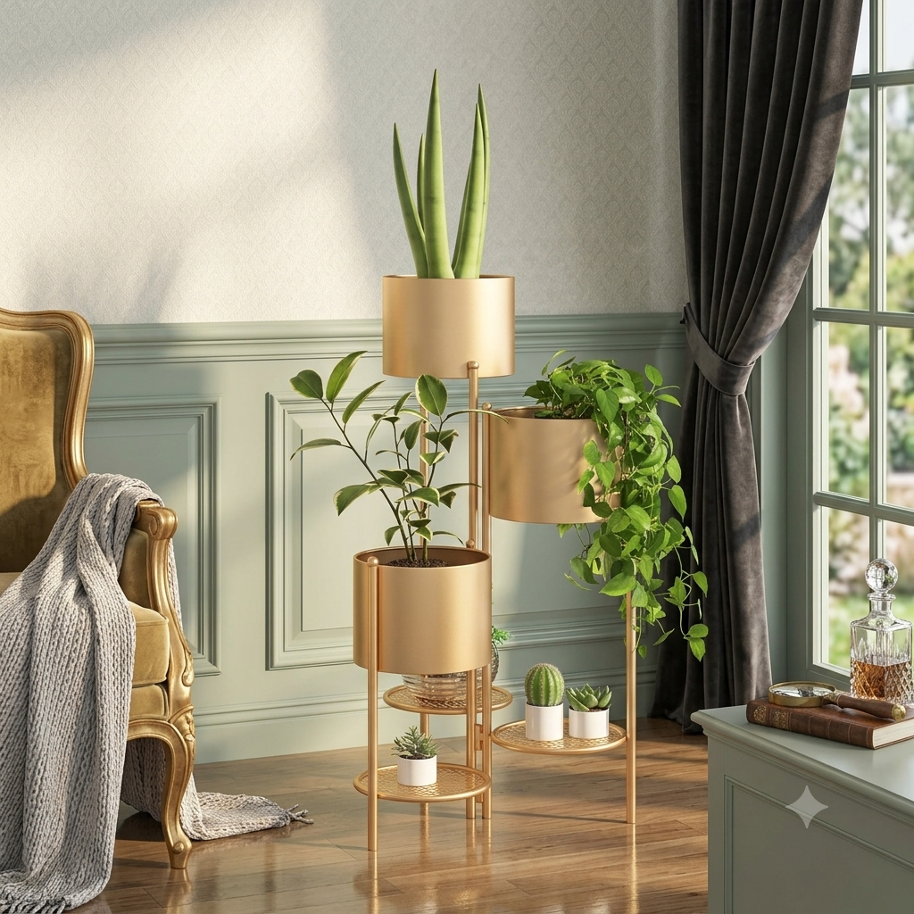 3-Tier Metal Plant Stand With Shelves