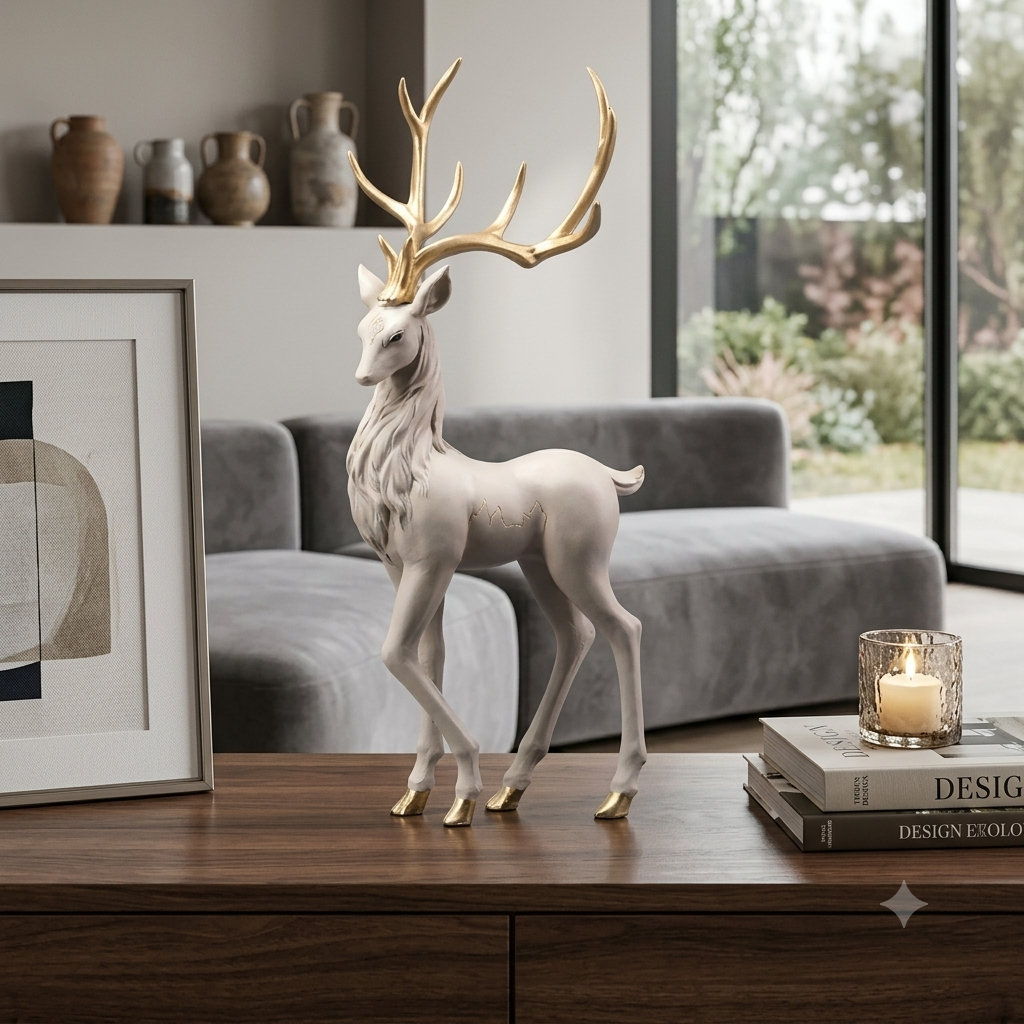 Large Free Standing Stag Deer Sculpture Luxury Figurine