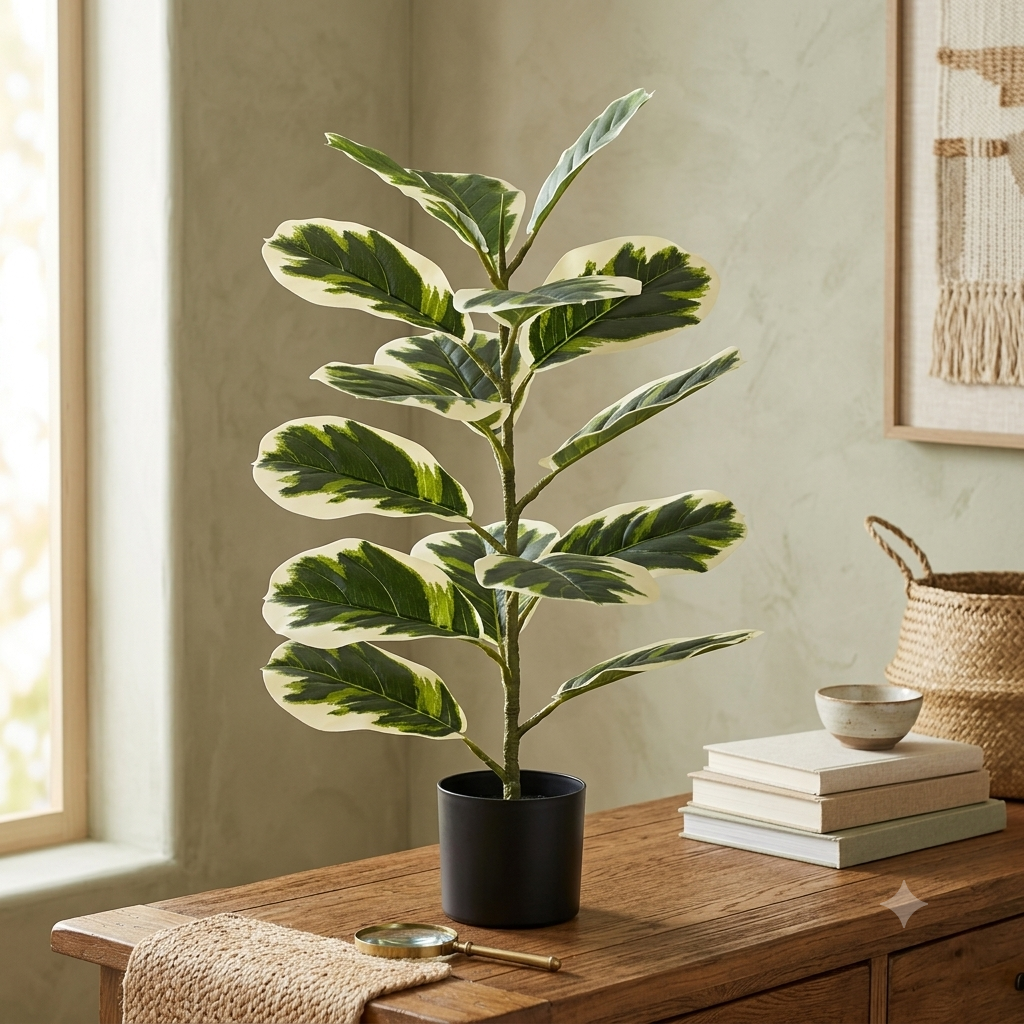 60cm Artificial Rubber Tree Leaf Fig Plant